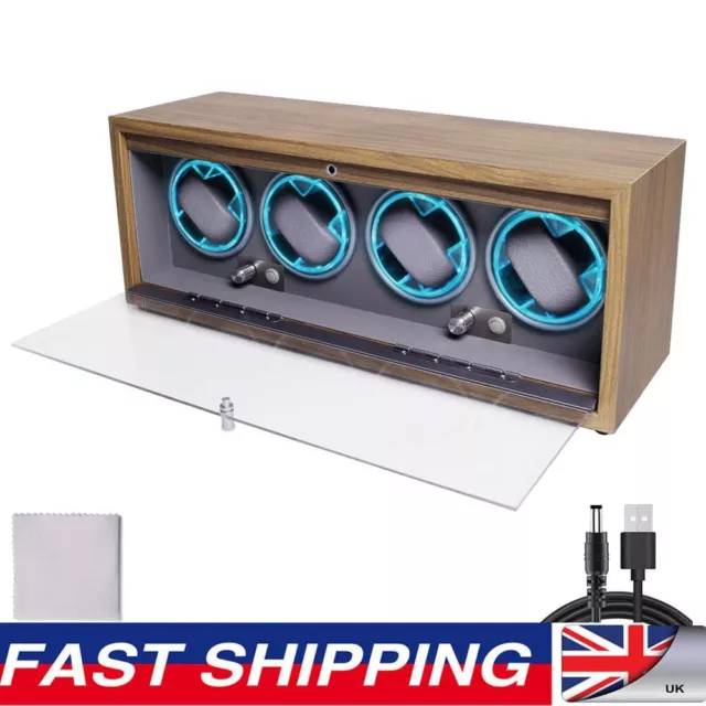 Automatic Watch Winder for 4 Watches 4 Modes With LED Light Positions