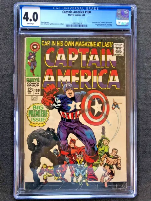 MARVEL CAPTAIN AMERICA #100 1st ISSUE BLACK PANTHER APPEARANCE CGC 4.0 1968