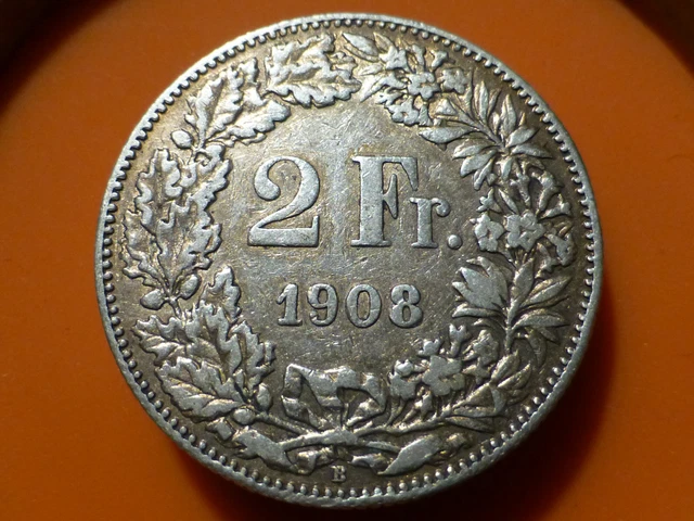Suisse - 2 Francs (Argent) - 1908 B - Rare & Qualite Tb++ !