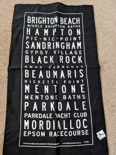 Linen Tea towel Bayside Melbourne Place names Johnson Waters NEW Read