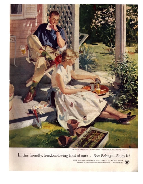 Vintage Print Ad 1954 United States Brewers Foundation Freedom-Loving Land Beer
