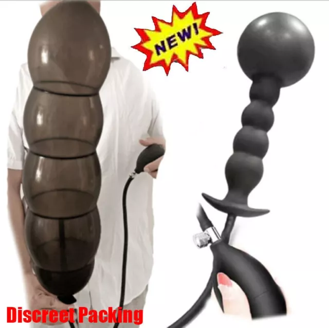 Extra Huge Inflatable-Male-Prostate-Anal-Plug-Massager-Dildo-Men-Use Lubricants
