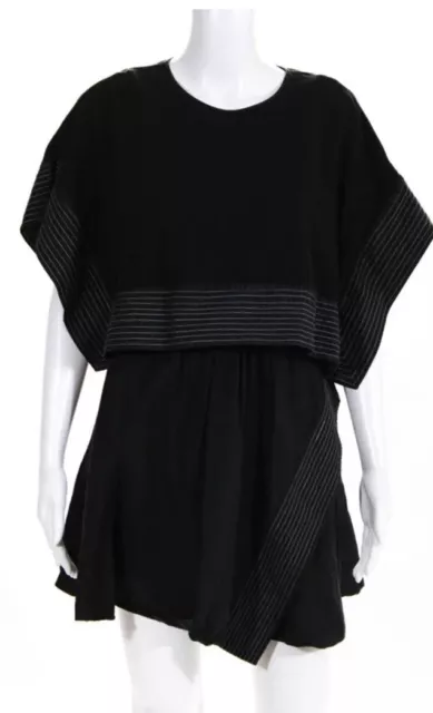 3.1 Phillip Lim Womens Poplin Crop Top Overlay Dress Black Size 6