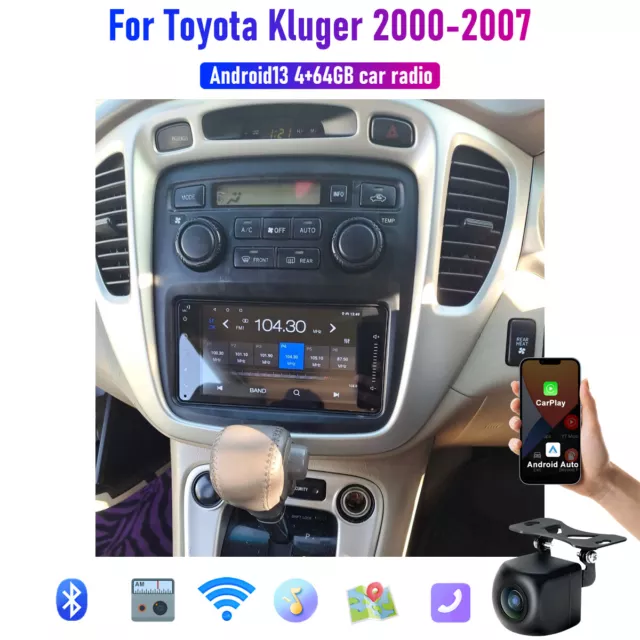 7”  Apple Carplay Android auto For Toyota Kluger 2000-2007 Head Unit Cam Stereo