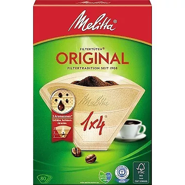 Melitta Kaffeefiltertüte Typ 1x4 206810 naturbraun 80 St./Pack.