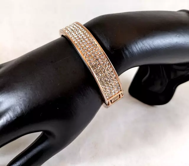 Worthington Gold Tone Hinged Rhinestone Bangle Bracelet 3