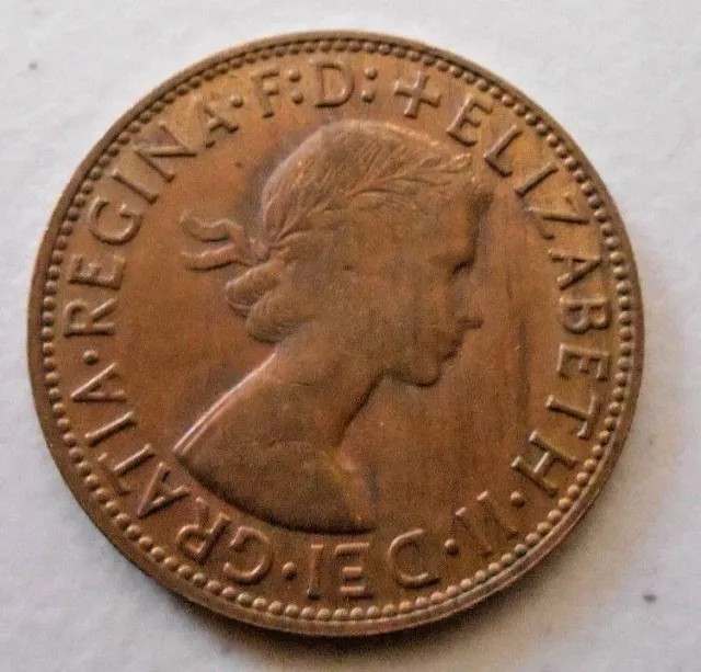 1962 1d Y. Dot after Penny Australian ONE PENNY QUEEN Elizabeth II (very Nice)