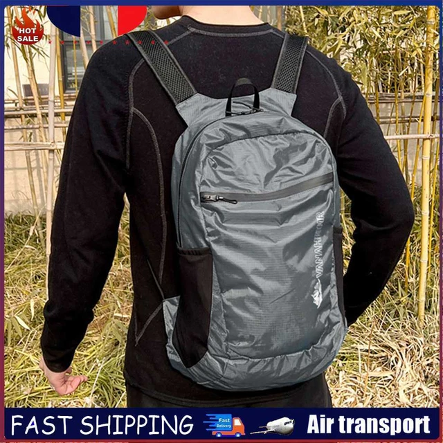 Nylon Foldable Backpack Camping Folding Bag Travel Daypack for Cycling (Grey)