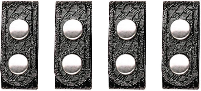 BIANCHI Model 7906 Basket Weave Belt Keepers with Brass Snap 4-Pack, Black