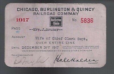 Chicago Burlington & Quincy Railroad 1917 System Pass #5836