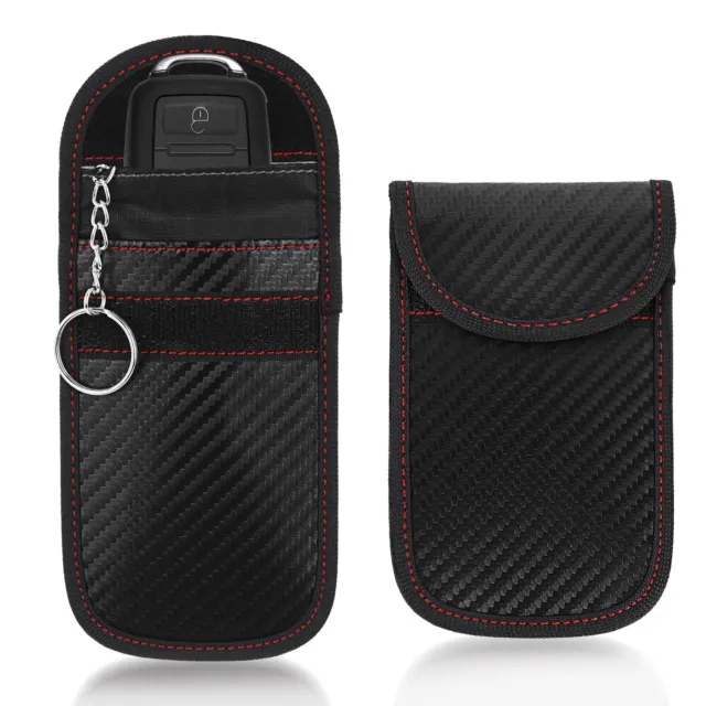 2 Pack Faraday Car Keycase Protective Bag RFID Blocking Key Fob Protector Pouch