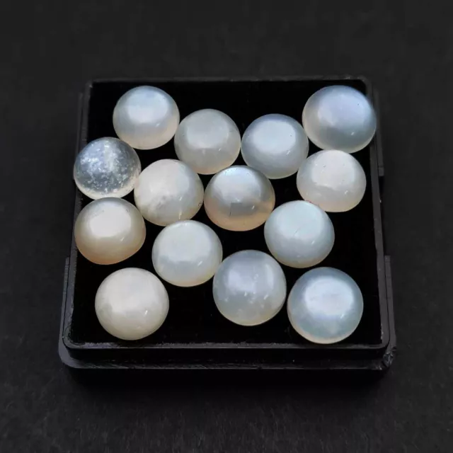 Natural White Moonstone Round Cabochon Loose Stone Lot 36 Pcs 9 MM 100 CT