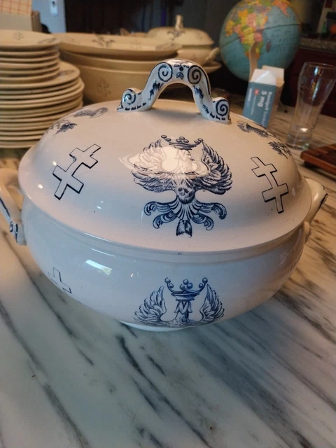 Plat Ancien Lunéville Décor Impératrice Eugénie Croix De Lorraine | Pièce Historique à Restaurer
