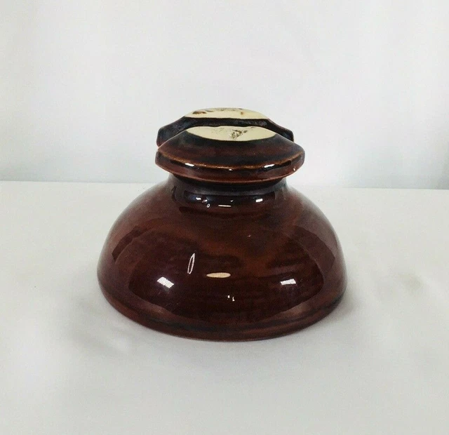 Vintage Brown Glazed Ceramic Telephone Insulator