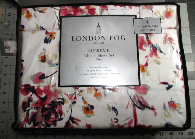 LONDON FOG KING Size Supreme 6 Piece Sheet Set Floral New in Factory ...