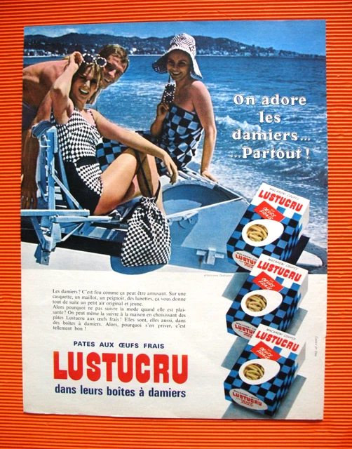 Publicite De Presse Lustucru Pates Aux Oeufs Frais Les Damiers Partout ! Ad 1966