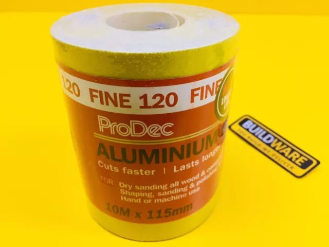 10m 50m Roll Sandpaper Abrasive Yellow Aluminium Oxide Wood Metal PRODEC 3