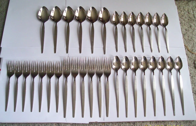 Oneida satinique Betty Crocker stainless iced tea spoons salad dinner forks 34pc