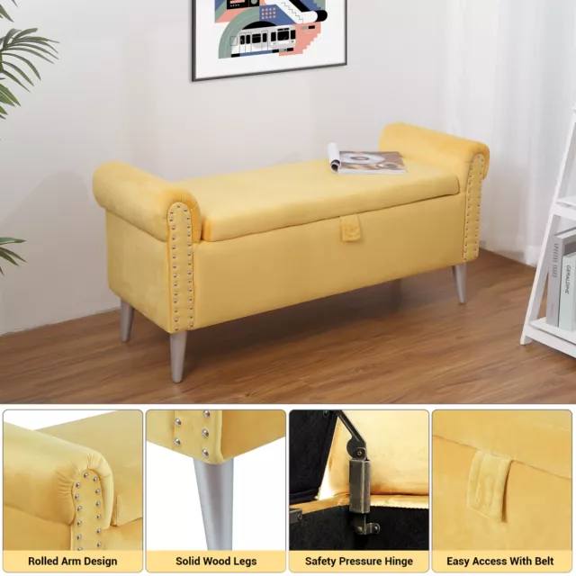 47inch Upholstered Velvet Footrest Long Storage Bench Bedroom End of Bed Ottoman