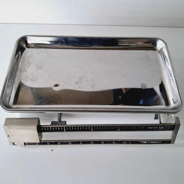 Ancienne Balance De Cuisine Terraillon 5Kg, Modèle Vintage Des Années 70, Couleur Blanc Crème