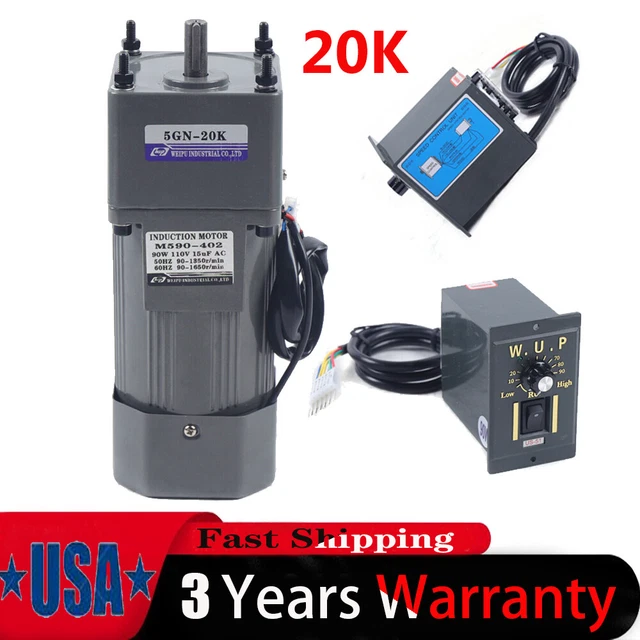 90W 110V AC Gear Motor Electric Variable Speed Controller 1:20(20K) 67PM