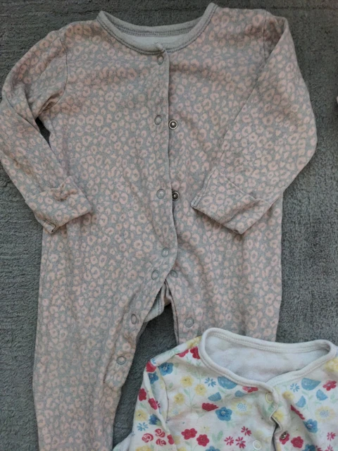 Bundle baby girls 6-9 months clothes sleepwear bedtime sleepsuits x 5 6