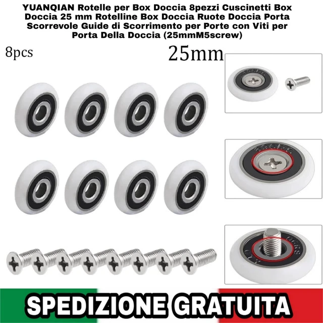 ROTELLE X BOX Doccia 8pz Cuscinetti Box Doccia 25 Mm Rotelline X Porta Scorrevol EUR 15,54 - IT