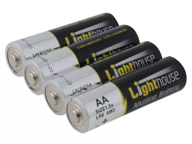 Lighthouse Elite Super Alkaline Batteries Size AA Pack of 4 LR06 AM3 2400mAh