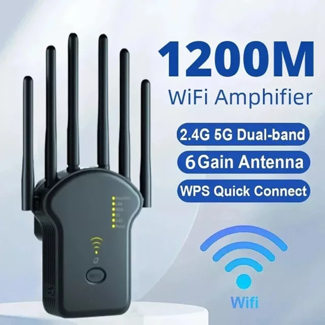 WiFi Repeater Wireless Router 1200Mbps 2.4G 5G Signal Cover Extender High Gain 6