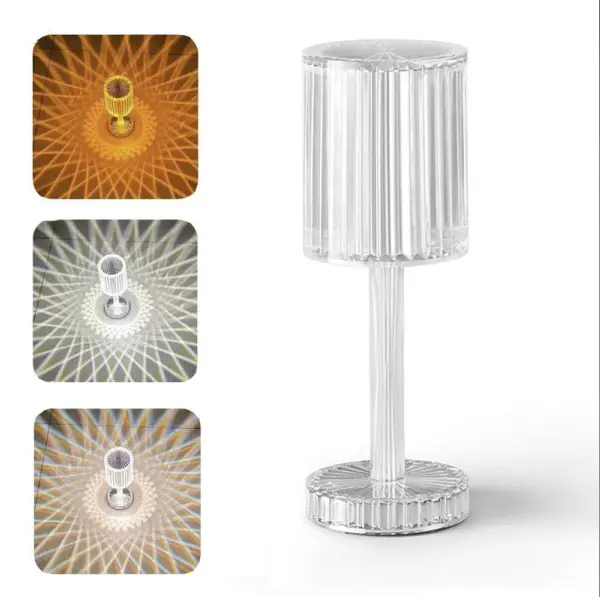 lampada da tavolo diamantata ricaricabile USB effetto cristallo luce decorativa