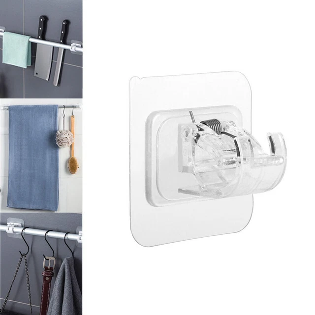 2-20PCS Curtain Rod Brackets Pole Drapery Hook Holder No Drilling Self Adhesive