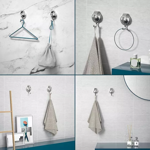 Elegante Fácil de instalar Ducha de baño Organización Gancho de succión Cromado 3