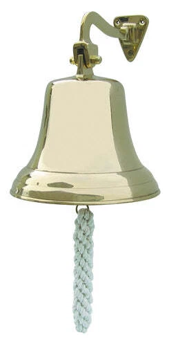 Schiffsglocke, leichte Ausführung, Messing, mit Halter & Bändsel, Ø: 17,5cm
