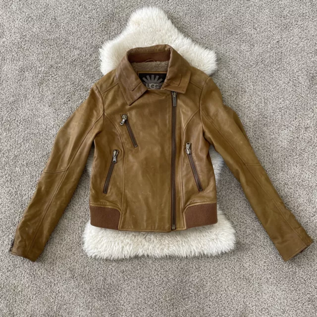 UGG Women Lexington II Leather Moto Biker Jacket Coat Size Small Lambskin EUC UGG Women Lexington II Leather Moto Biker Jacket Coat Size Small Lambskin EUC