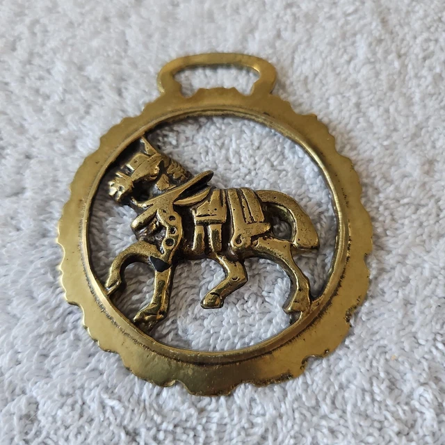 War Horse Brass Medallion England Harness Decoration Ornament Vintage Decor