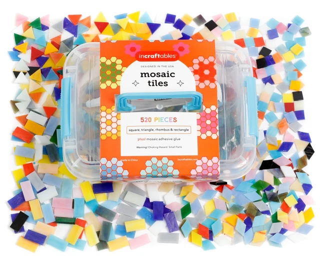 Incraftables Stained  Mosaic Tiles for Crafts (530 Glass Pieces) with Glue