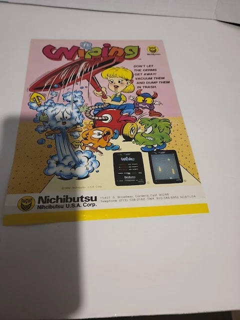 Flyer  NICHIBUTSU,WIPING 1982  Arcade Video Game advertisement original see pic