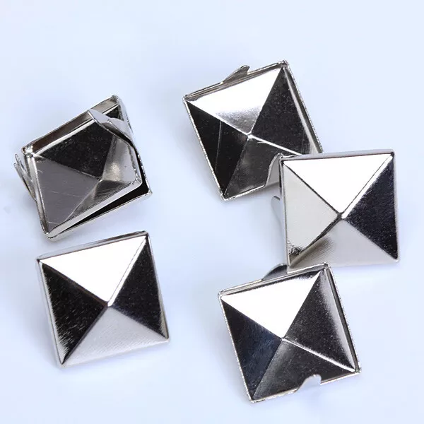 100 stücke 12mm Pyramid STUDS Spots spikes NIETEN Punk leathercraft Silber DIY