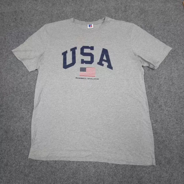 Russell Athletic shirt Mens LARGE grey Short Sleeve modern cotton size L