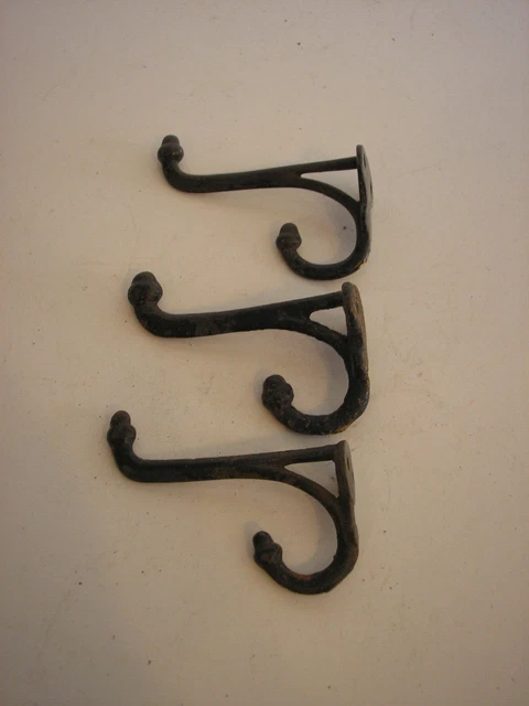 Antique Cast Iron Wall Coat/Hat Hooks (3 pc) 2