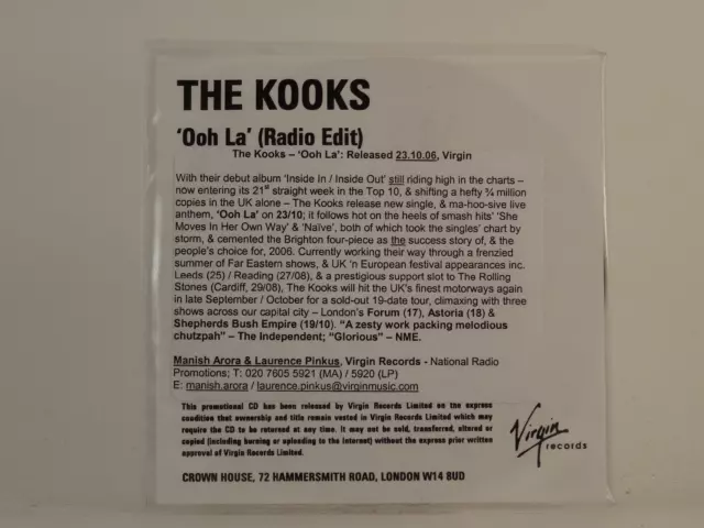The Kooks Ooh La (H1) Cd Promo Single