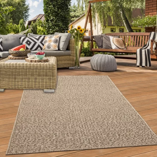 Chic tapis d'extérieur avec aspect en sisal pour balcon, terrasse et jardin