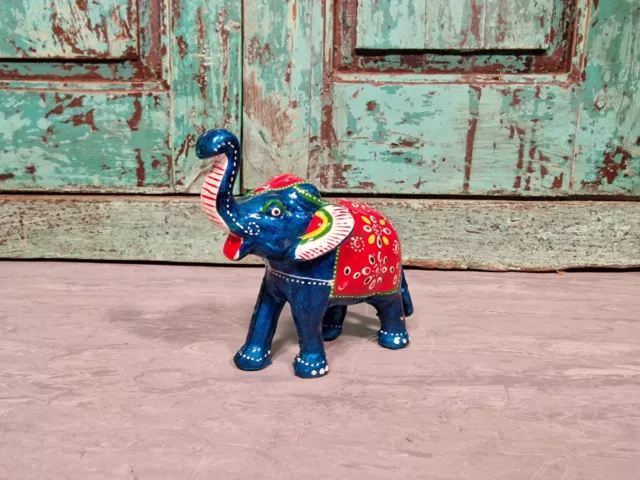 Hand Made Indian Hand Painted Rajasthani Colourful Elephant Statue Ornament