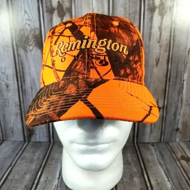 Remington Country Blaze Orange Strapback Hat Hunting Cap Woods Camo Adjustable