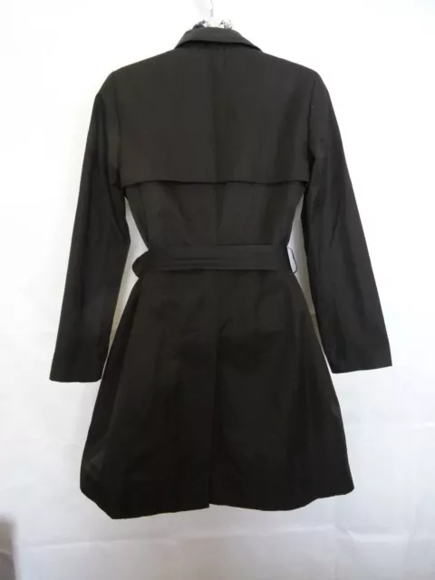 CeCe Women’s Trench Coat Double Breasted Buttons Front Belted Black Sz P Petite 3