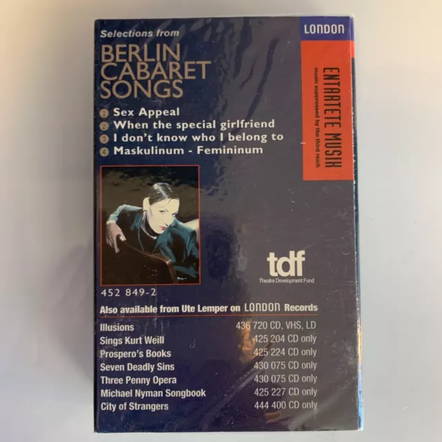 Ute Lemper Sélections Berlin Cabaret Songs Promo (Cassette) Simple Neuf 2