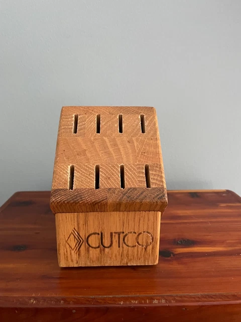CUTCO Steak Table Knife Storage Block 8 Slots Honey Oak Made In USA