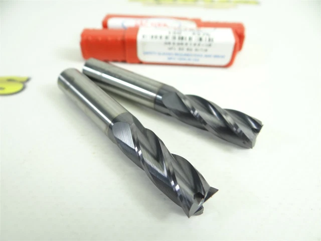 2 New! Htc Solid Carbide +Altin 4 Flute End Mills 3/8" X 3/8" X 1" X 2-1/2"