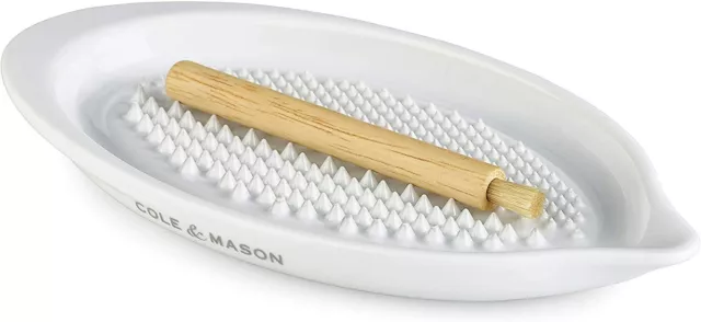 Cole & Mason Small Ceramic Ginger Plate Grater Wooden Handled Brush H121922