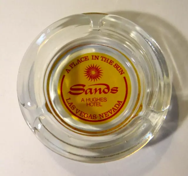 Vintage Glass Ashtray Sands Hotel A Place in the Sun Casino Hughes Las Vegas EX